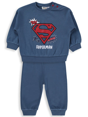 Civil Baby Superman Baskılı 3-18 Ay Takım - Mavi