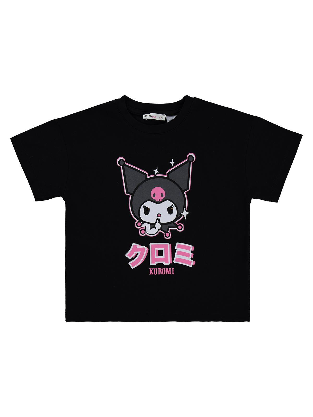 Kuromi 6-9 Yaş Tişört - Siyah