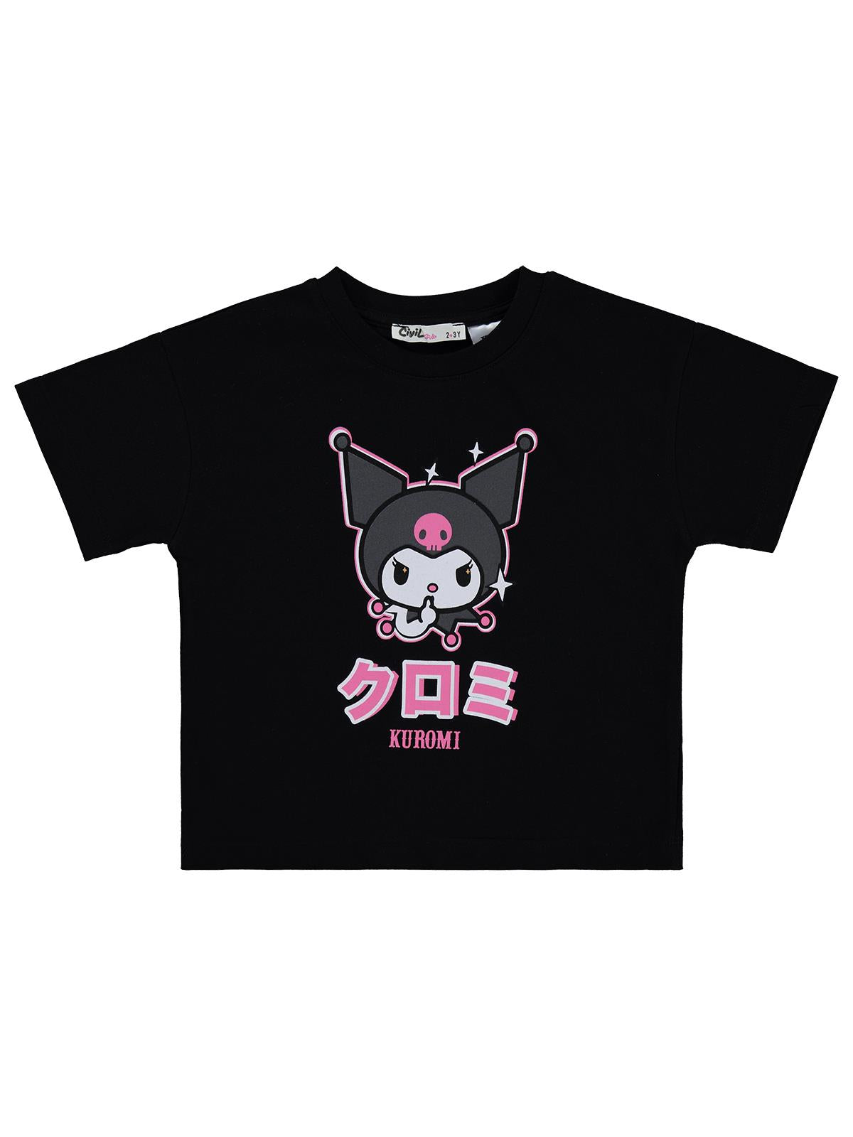 Kuromi 2-5 Yaş Tişört - Siyah