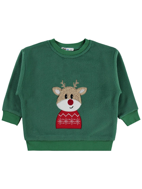 Civil Boys Geyik Nakışlı 2-5 Yaş Sweatshirt - Yeşil