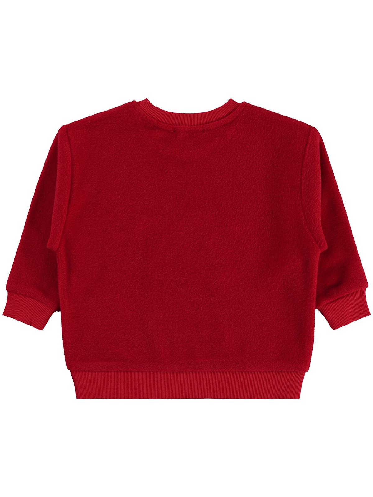 Civil Erkek Çocuk Geyik Nakışlı Sweatshirt | Polar Uzun Kol | Okul Kreş ve Günlük Kullanım - Kırmızı
