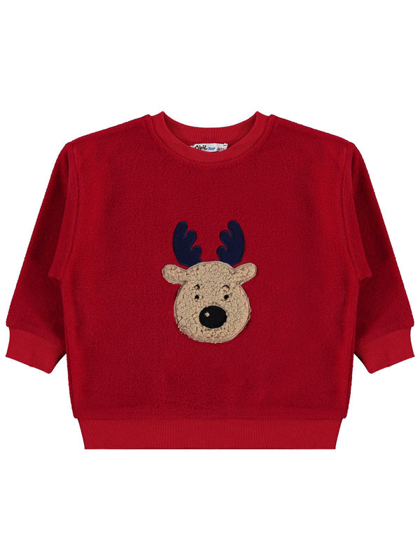 Civil Boys Geyik Nakışlı 2-5 Yaş Sweatshirt - Kırmızı