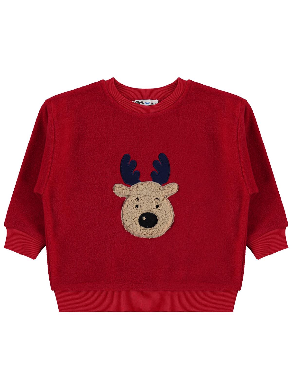 Civil Boys Geyik Nakışlı 2-5 Yaş Sweatshirt - Kırmızı