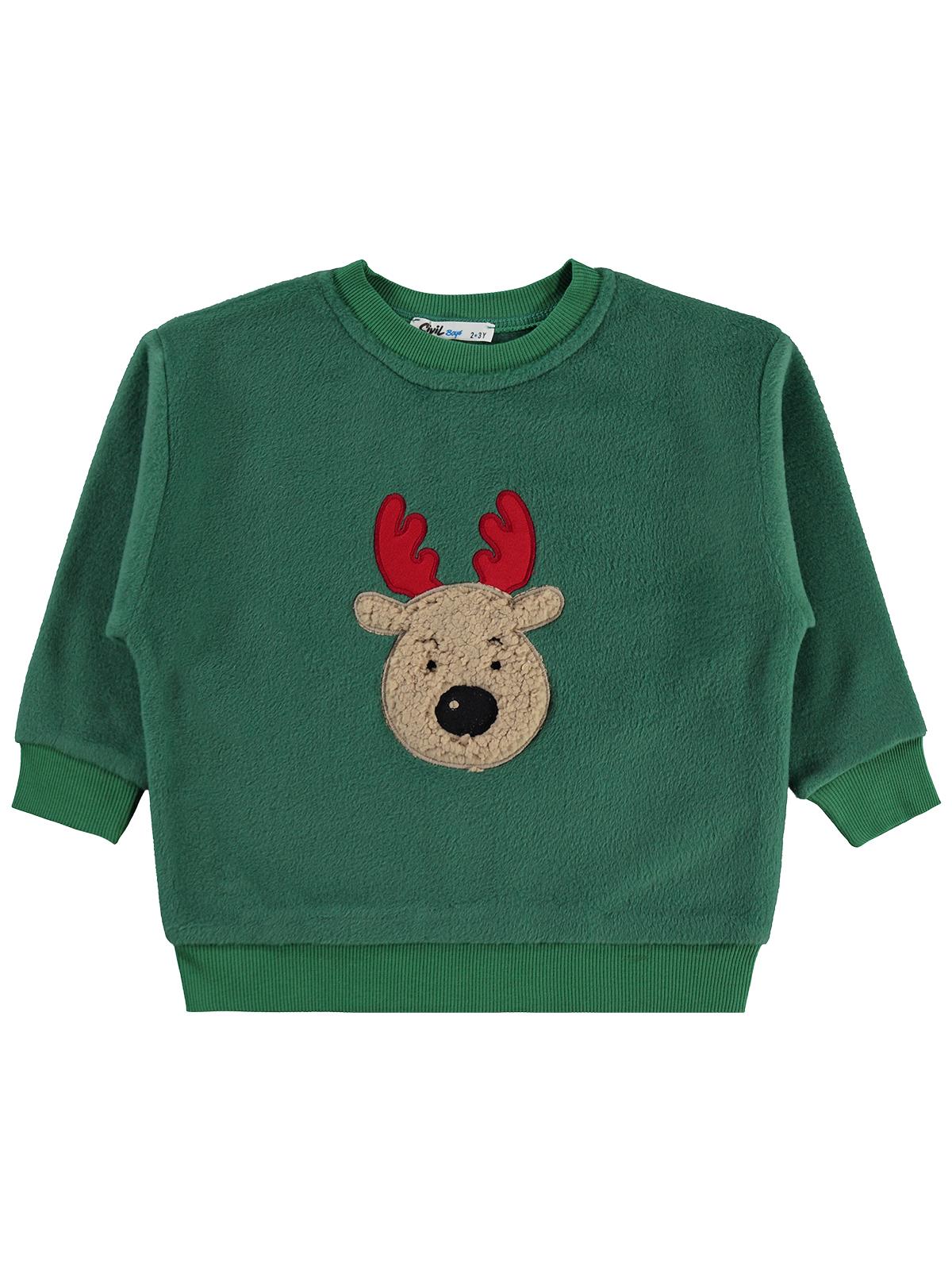 Civil Boys Geyik Nakışlı 2-5 Yaş Sweatshirt - Yeşil