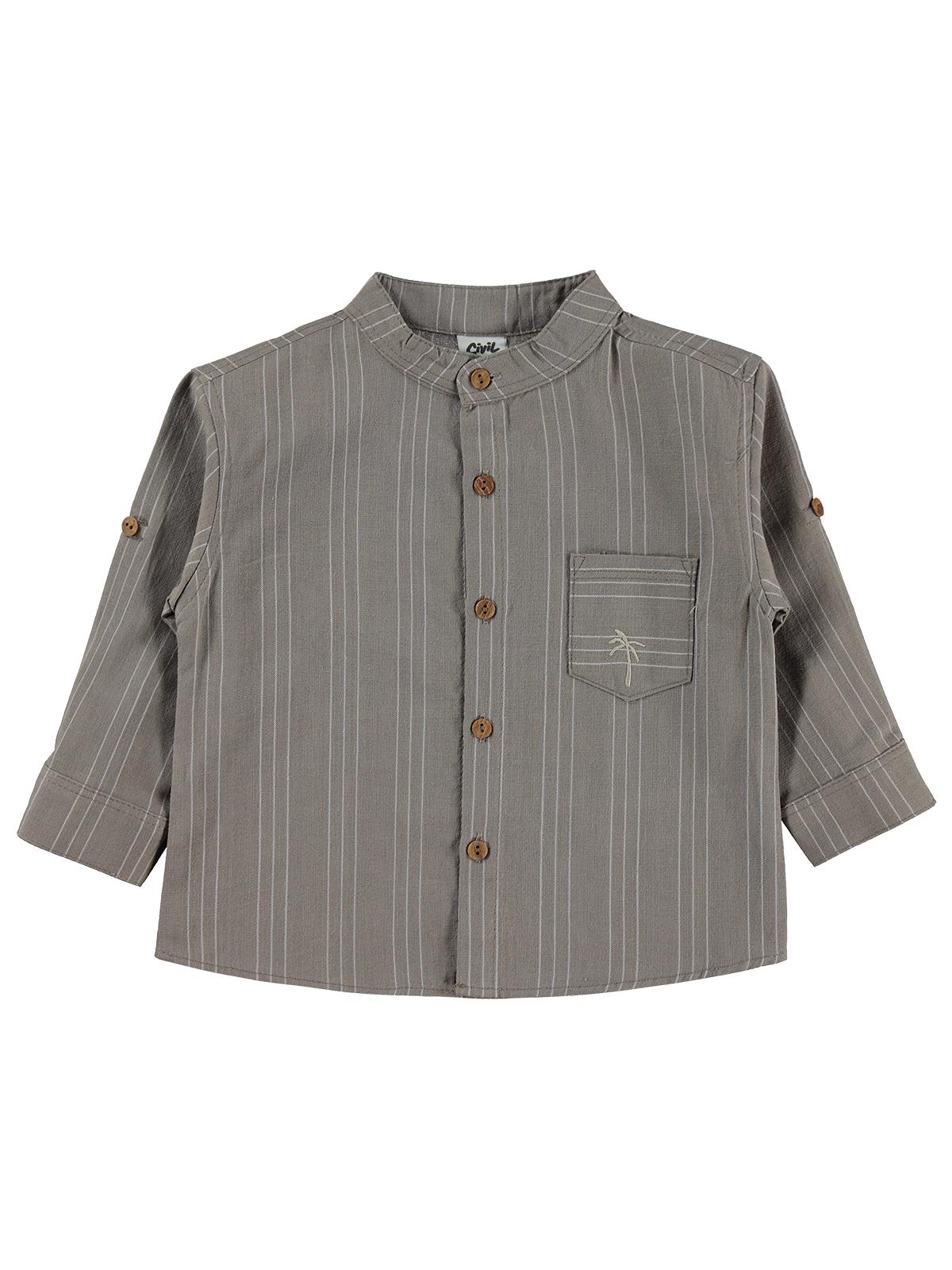 Civil Baby Çizgili 6-18 Ay Gömlek - Kahverengi