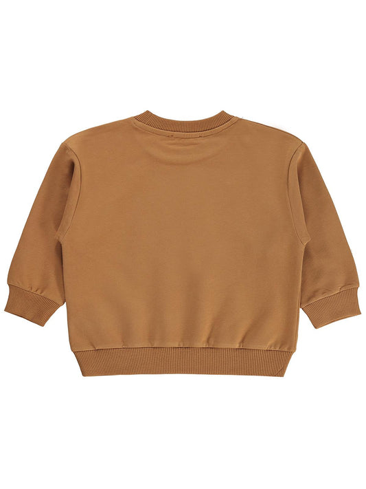 Civil Erkek Çocuk Armalı Sweatshirt | Fırçalı 2 İp Uzun Kol | Okul Kreş ve Günlük Kullanım - Kahverengi
