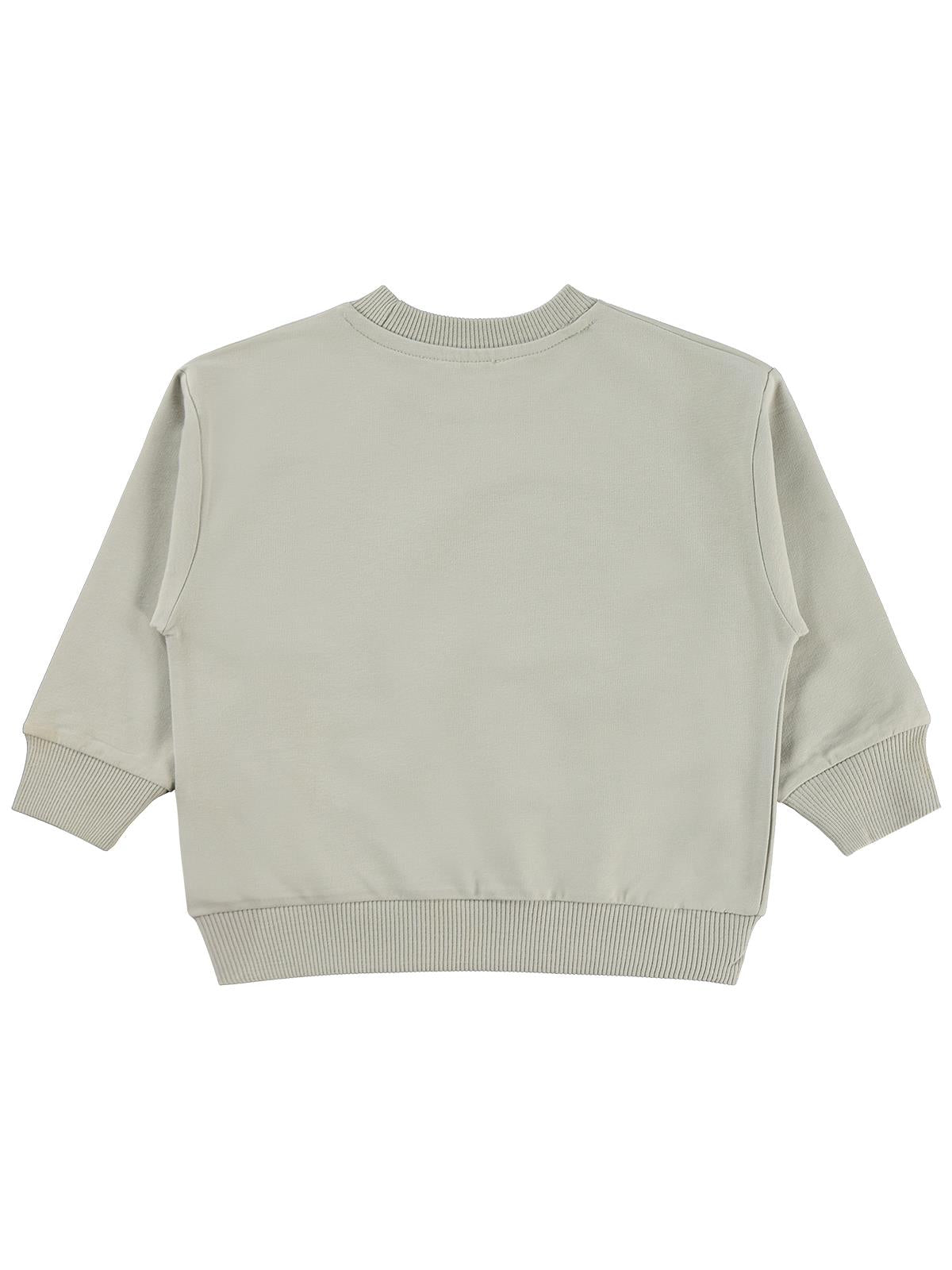 Civil Erkek Çocuk Armalı Sweatshirt | Fırçalı 2 İp Uzun Kol | Okul Kreş ve Günlük Kullanım - Bej