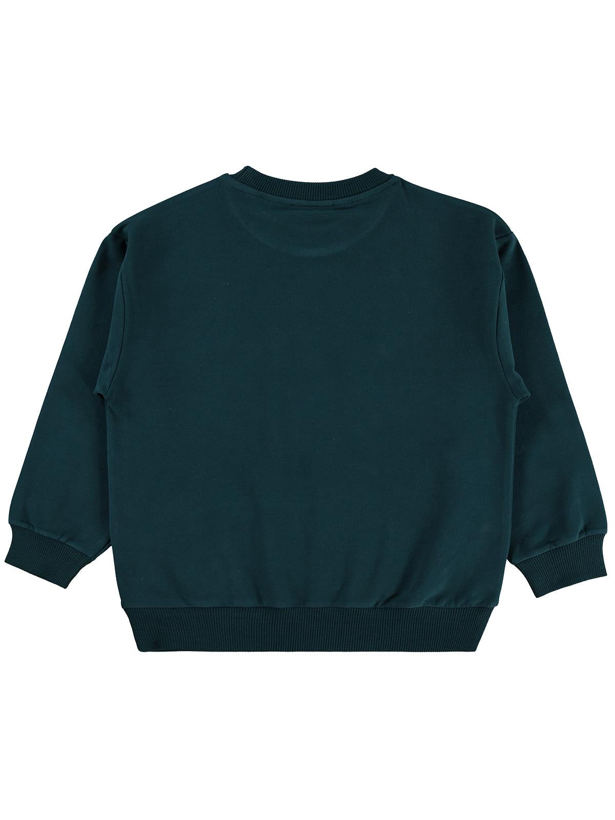 Civil Erkek Çocuk Armalı Sweatshirt | Fırçalı 2 İp Uzun Kol | Okul Kreş ve Günlük Kullanım - Yeşil