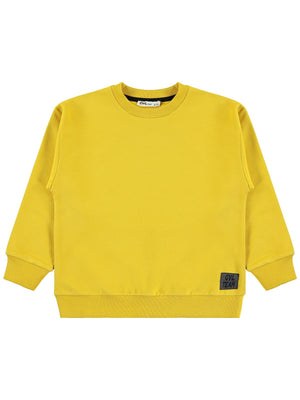 Civil Erkek Çocuk Armalı Sweatshirt | Fırçalı 2 İp Uzun Kol | Okul Kreş ve Günlük Kullanım - Hardal