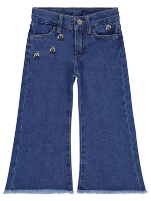 Civil Girls Çiçek Nakışlı 2-5 Yaş Pantolon - Mavi