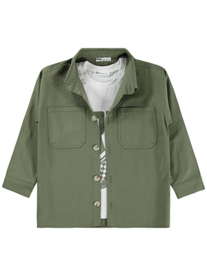 Civil Boys Çift Cepli Tişörtlü 6-9 Yaş Gömlek - Haki