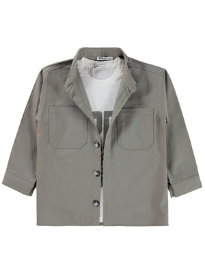 Civil Boys Çift Cepli Tişörtlü 6-9 Yaş Gömlek - Gri