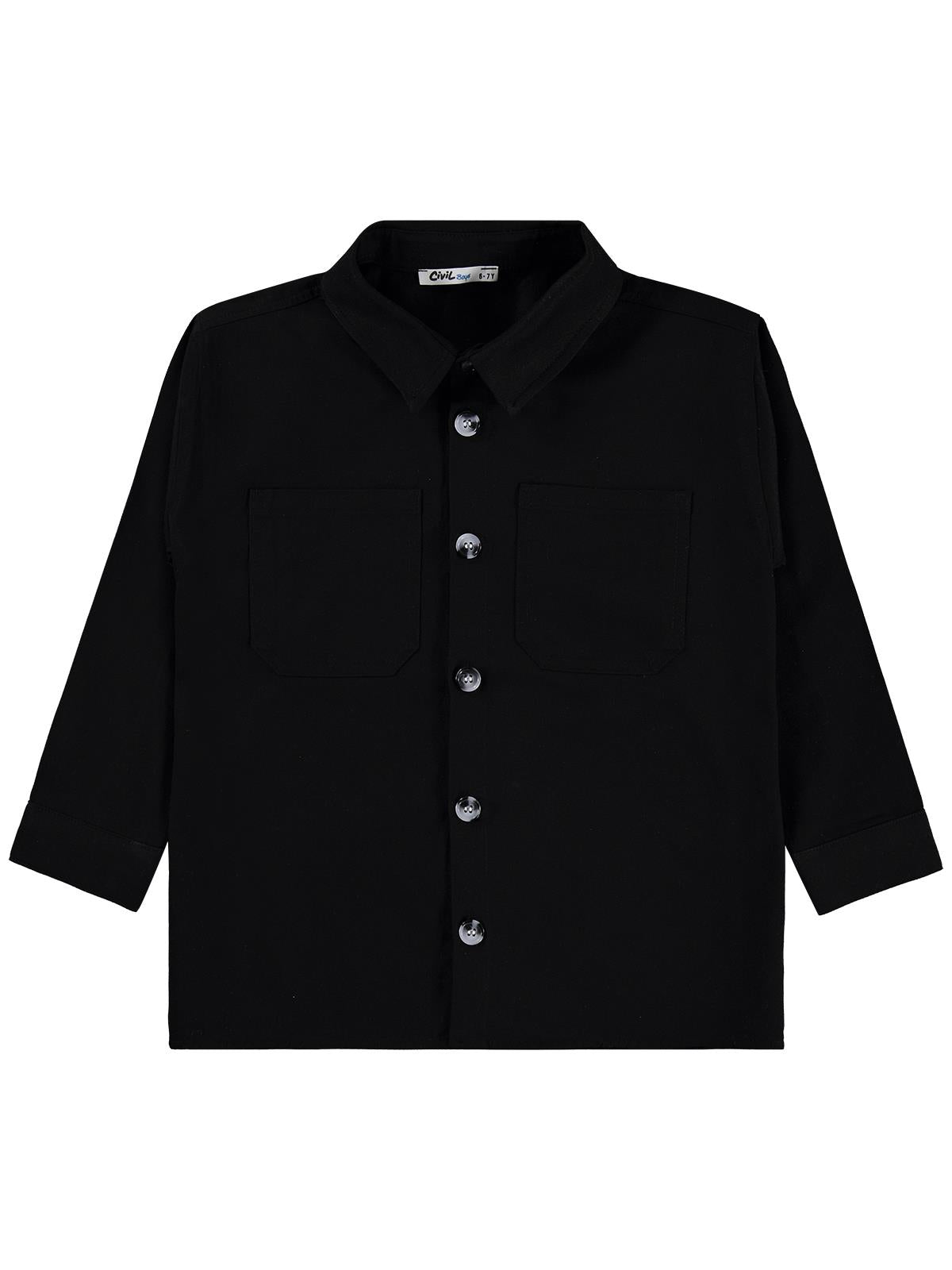 Civil Boys Çift Cepli Tişörtlü 6-9 Yaş Gömlek - Siyah