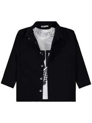 Civil Boys Çift Cepli Tişörtlü 6-9 Yaş Gömlek - Siyah