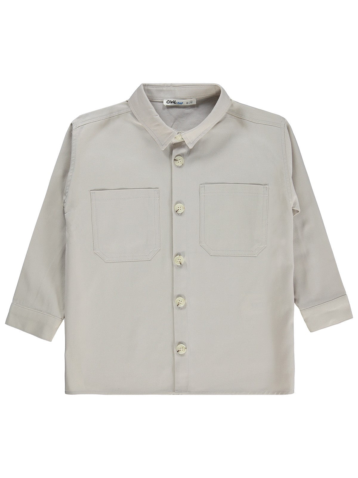 Civil Boys Çift Cepli Tişörtlü 6-9 Yaş Gömlek - Koyu Taş Rengi
