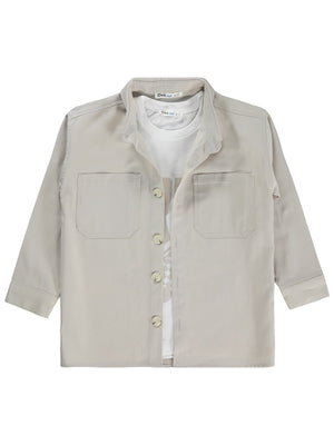 Civil Boys Çift Cepli Tişörtlü 6-9 Yaş Gömlek - Koyu Taş Rengi