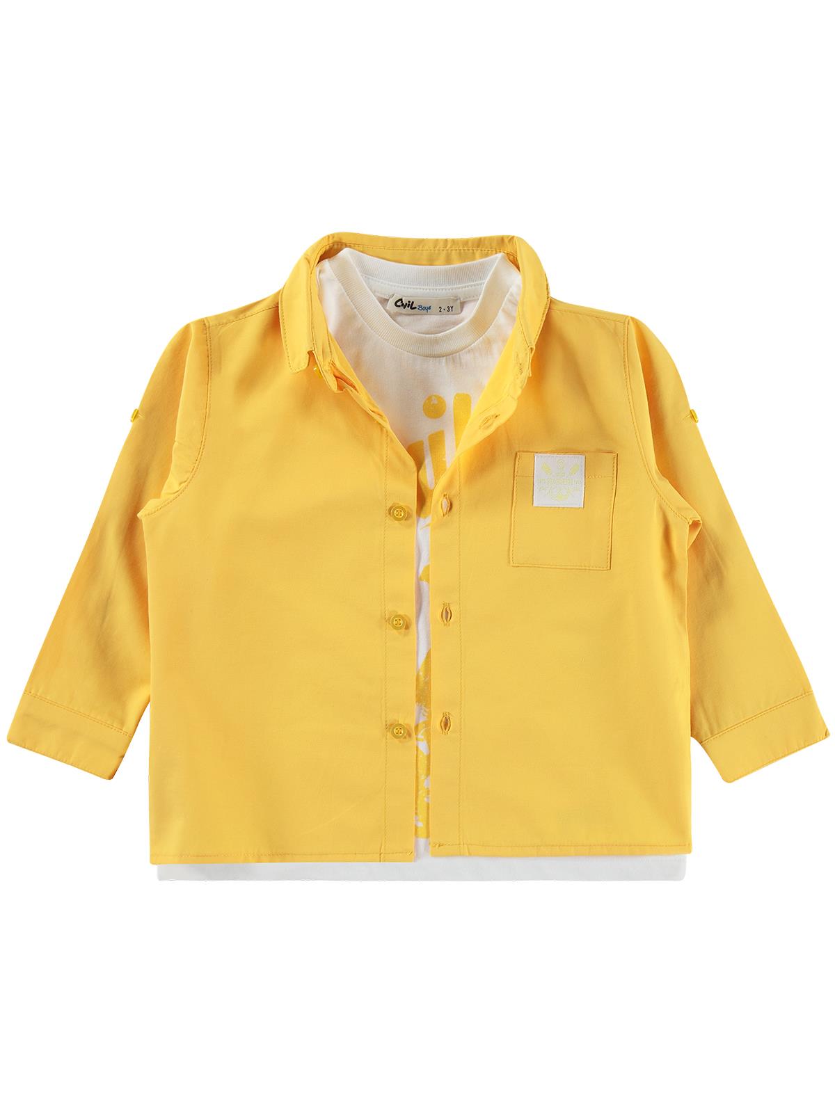 Civil Boys Sailin Baskılı Tişörtlü 2-5 Yaş Gömlek - Hardal
