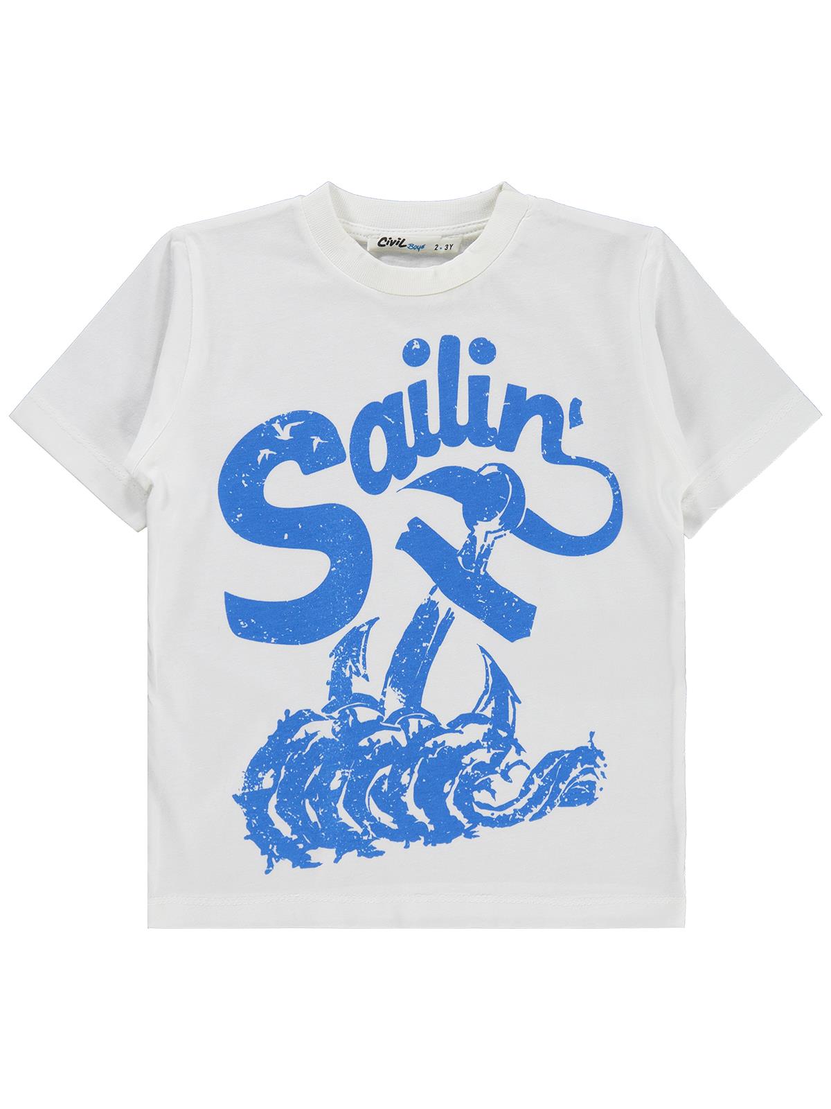 Civil Boys Sailin Baskılı Tişörtlü 2-5 Yaş Gömlek - Mavi