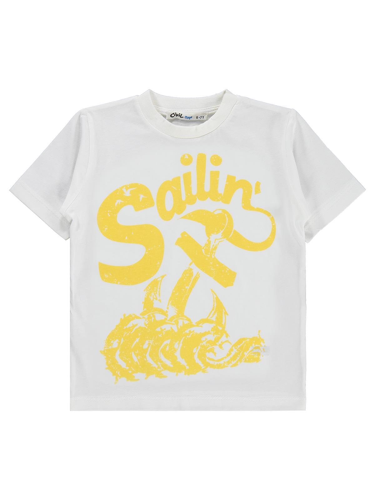 Civil Boys Sailin Baskılı Tişörtlü 6-9 Yaş Gömlek - Hardal