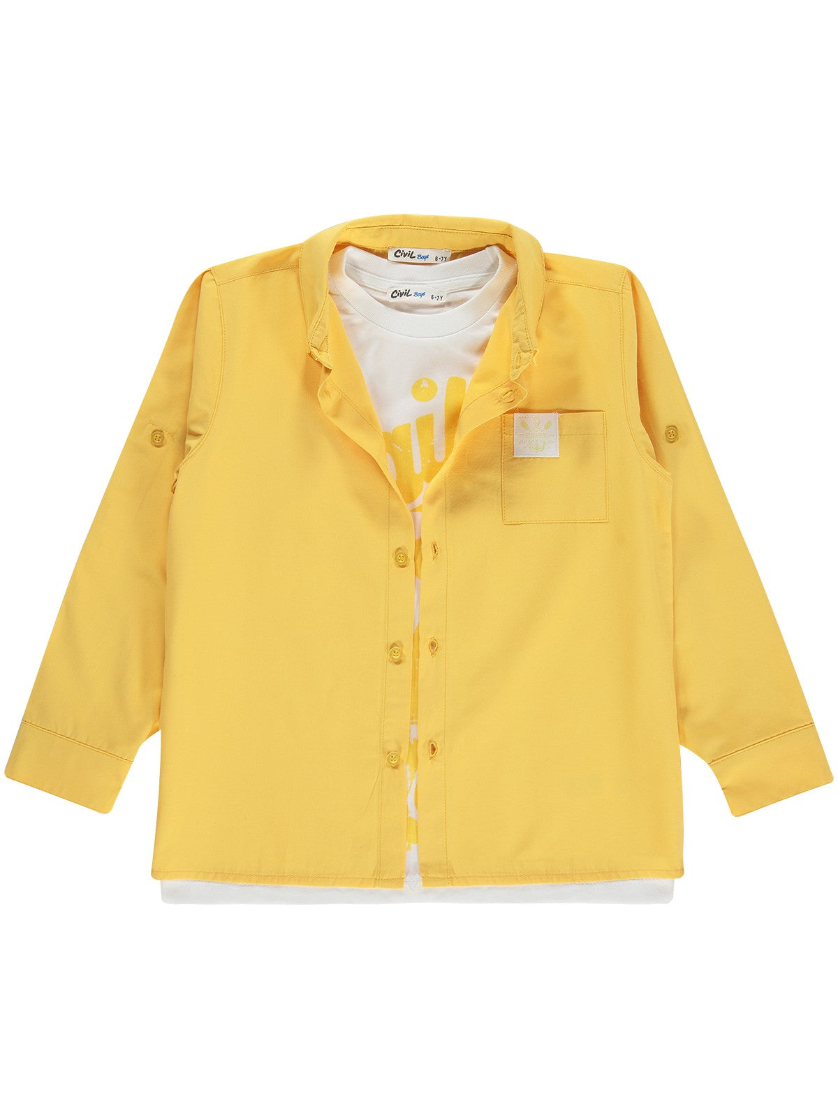 Civil Boys Sailin Baskılı Tişörtlü 6-9 Yaş Gömlek - Hardal