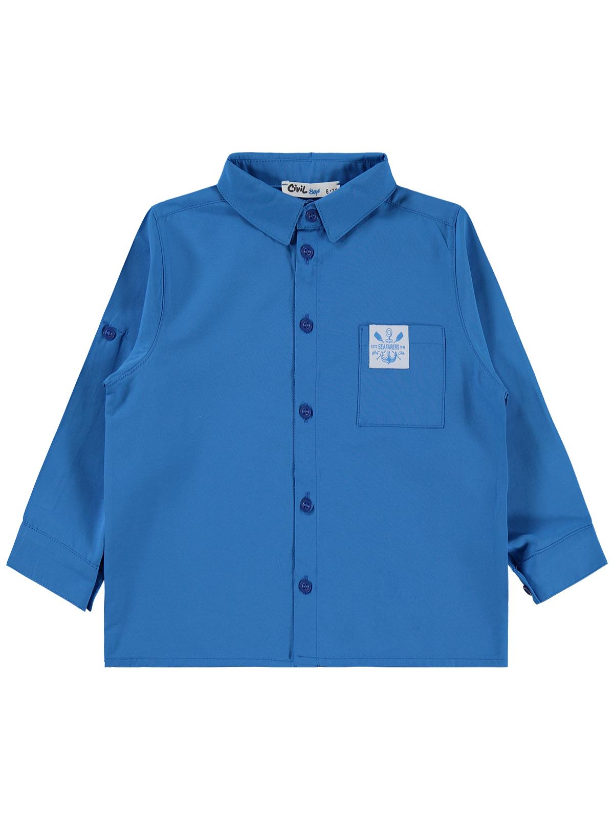 Civil Boys Sailin Baskılı Tişörtlü 6-9 Yaş Gömlek - Mavi