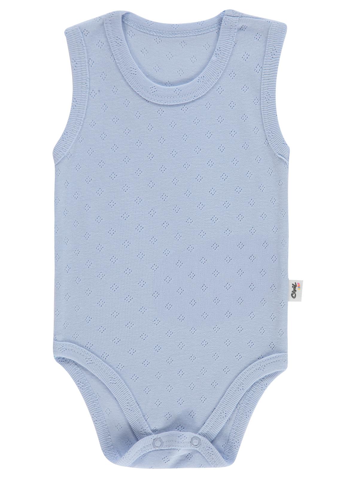 Civil Baby Jakarlı 3-36 Ay Çıtçıtlı Badi - Mavi