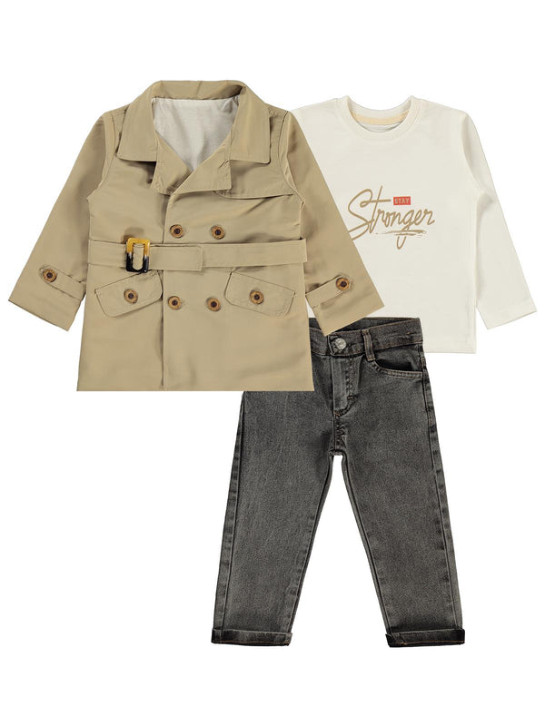 Concept Trençkot 3'lü 2-5 Yaş Takım - Bej