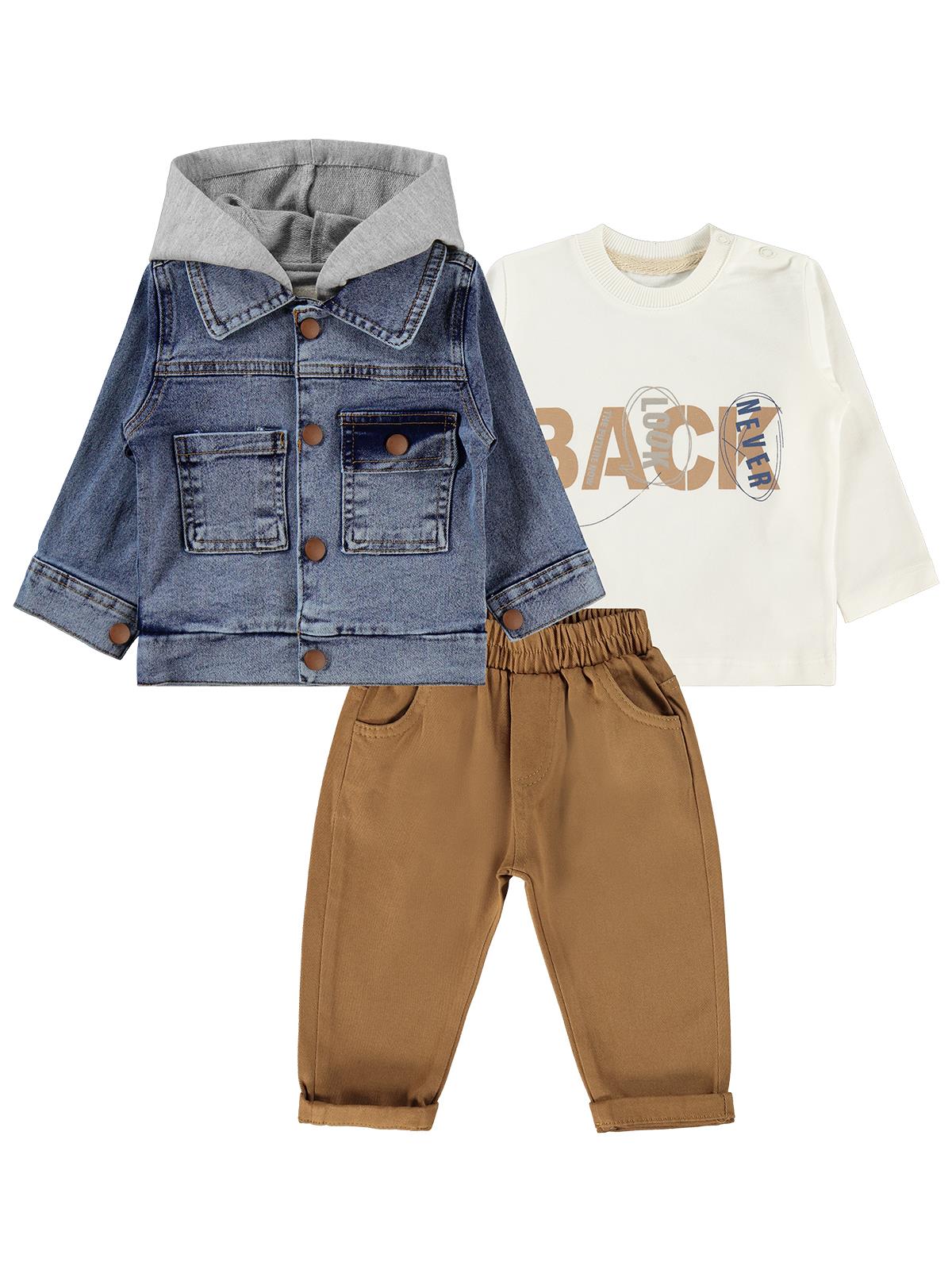 Concept Kot Kapşonlu Ceketli 3'lü 6-18 Ay Takım - Gri