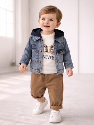 Concept Kot Kapşonlu Ceketli 3'lü 6-18 Ay Takım - Lacivert