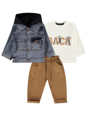 Concept Kot Kapşonlu Ceketli 3'lü 6-18 Ay Takım - Lacivert