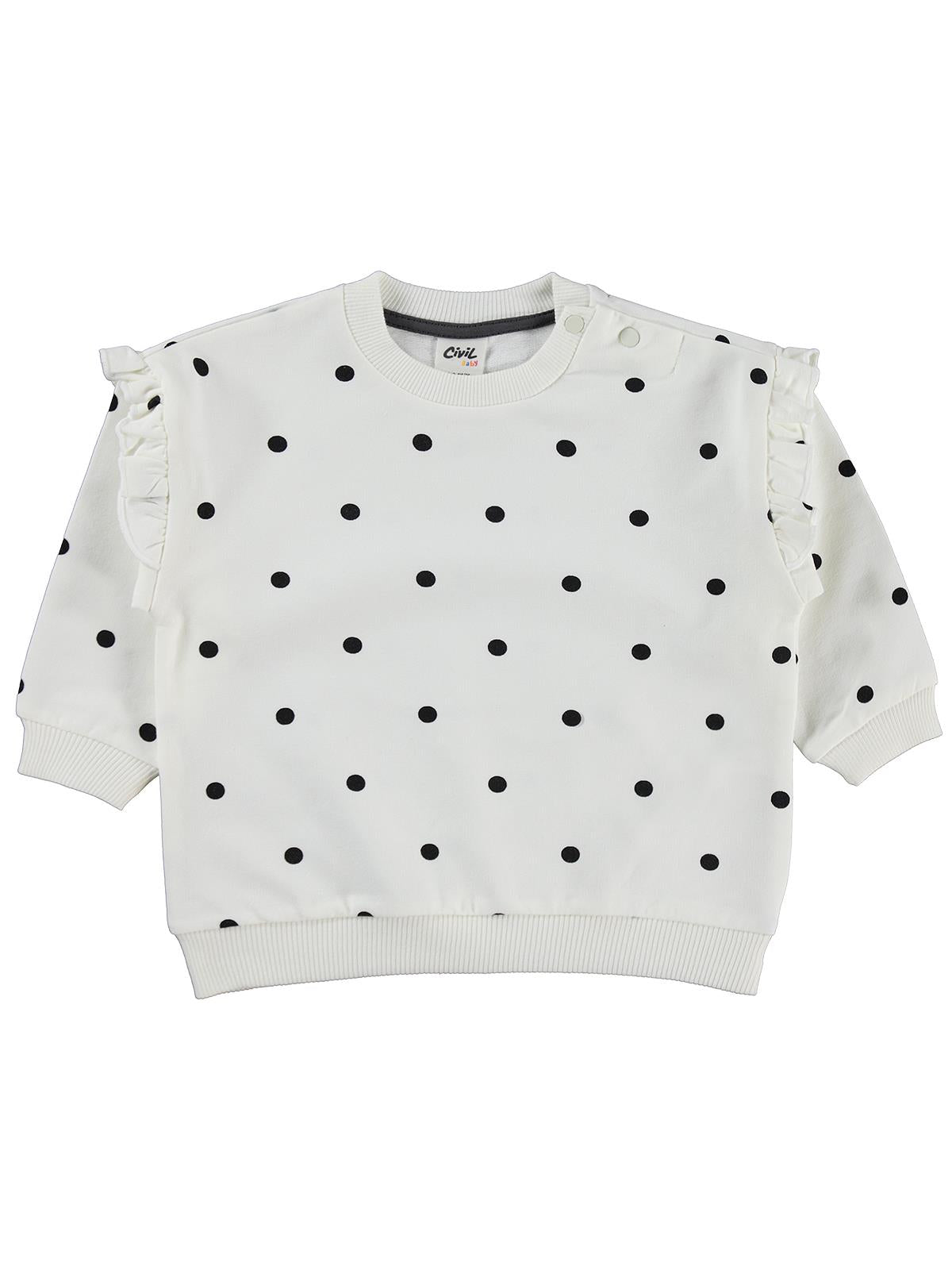Civil Baby Puantiye Empirme 6-18 Ay Sweatshirt - Ekru