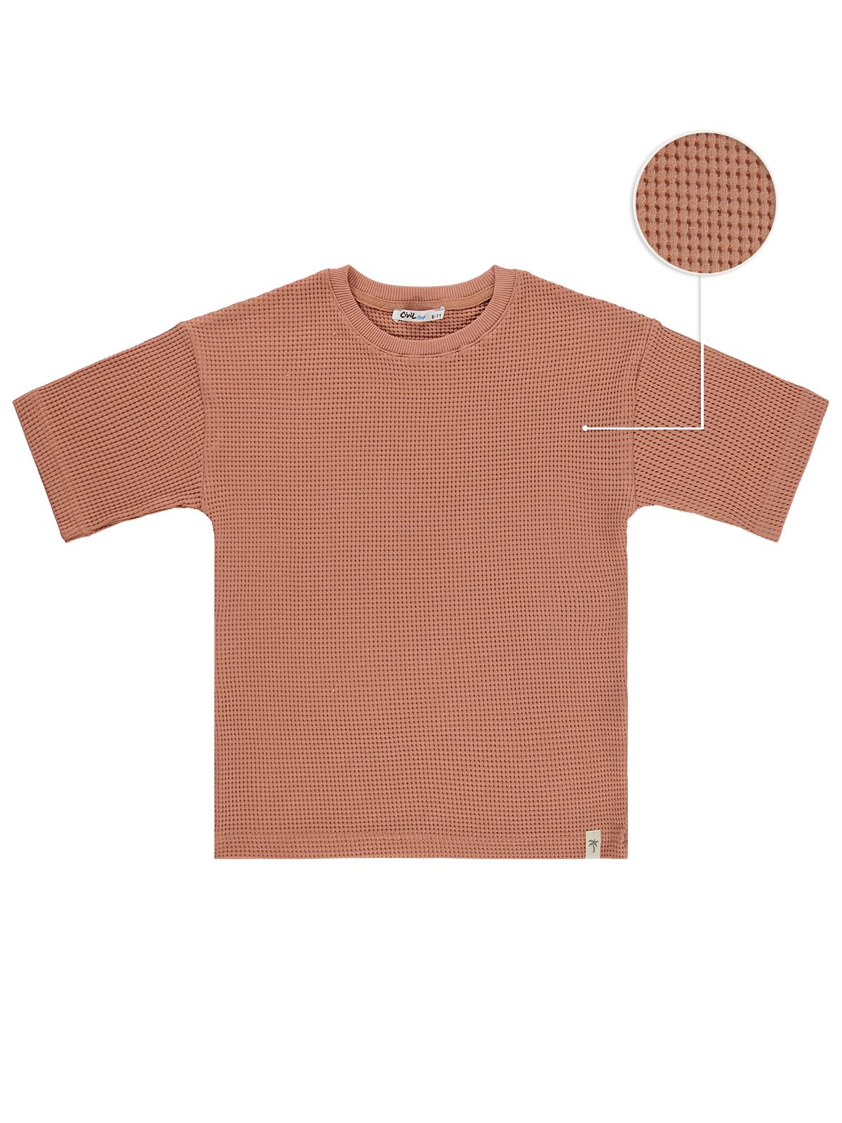 Civil Boys Basic Waffle 6-9 Yaş Tişört - Kahverengi