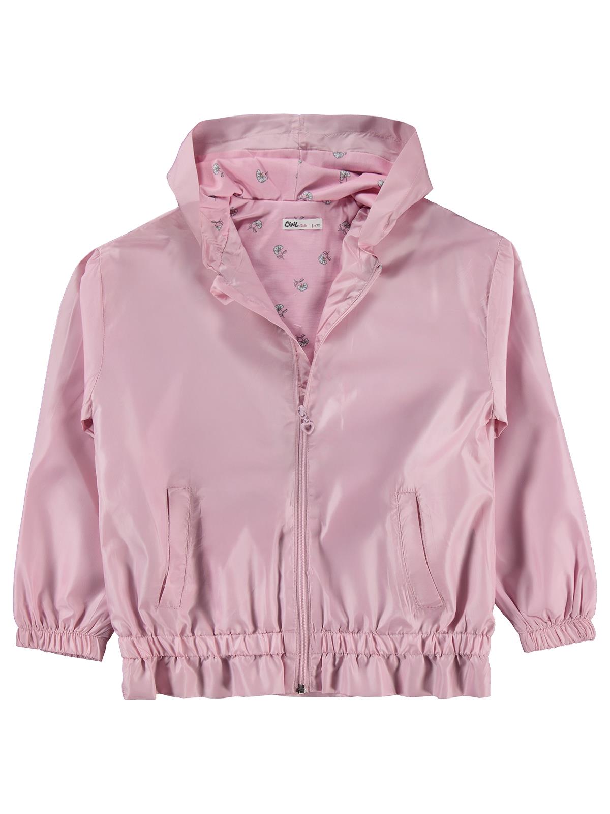 Civil Girls Etek Ucu Fırfırlı 6-9 Yaş Yağmurluk - Pembe