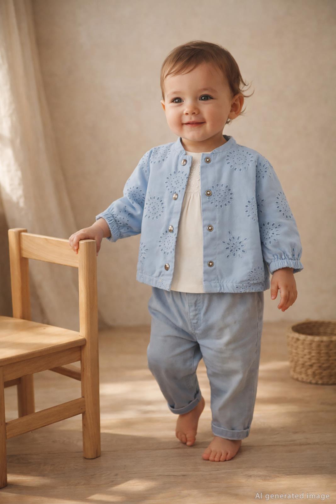 Civil Baby Fistolu Kanvas Oversize 6-18 Ay Ceket - Mavi