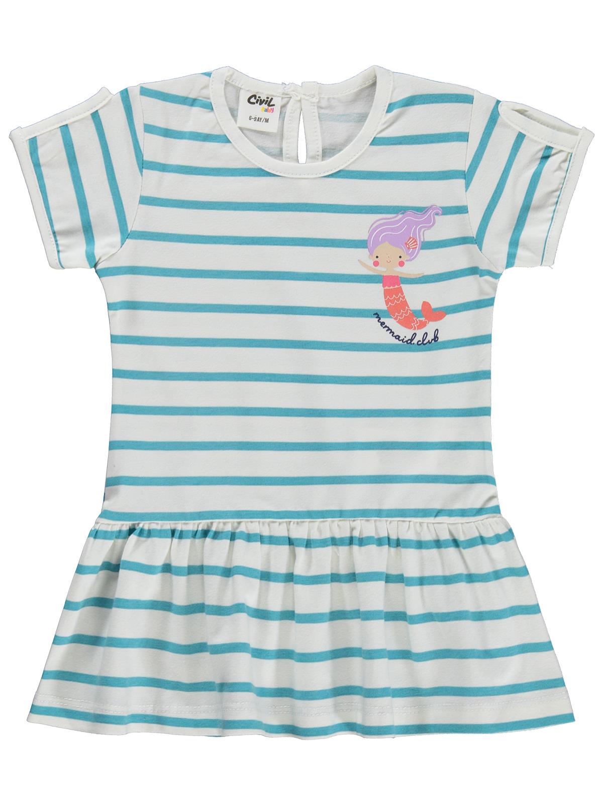 Civil Baby Mobil Çiçekli Çizgi Emp 6-18 Ay Jile ve Elbise - Ekru