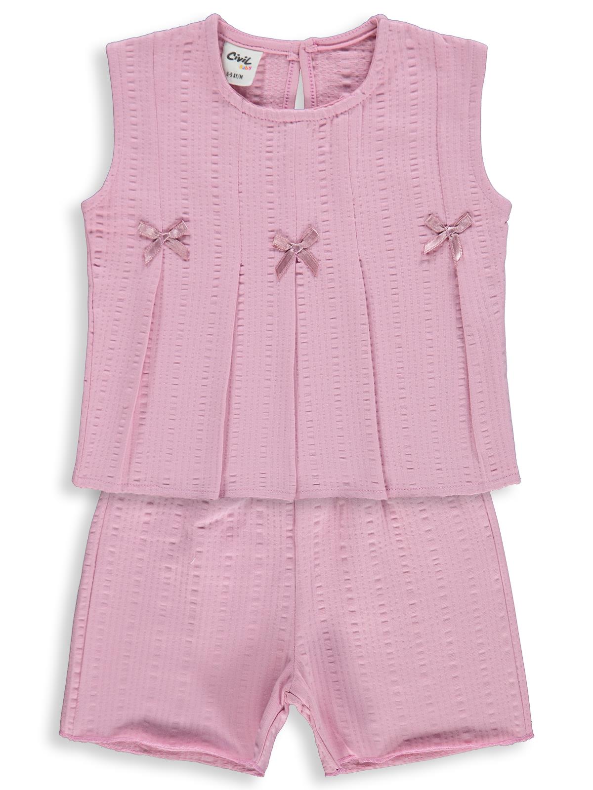 Civil Baby Kurdelalı Şortlu 6-18 Ay Takım - Pembe