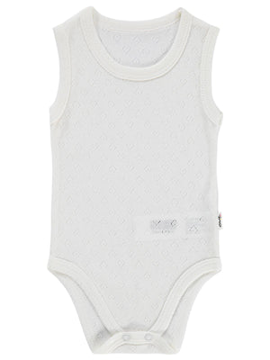 Civil Baby Jakarlı 3-36 Ay Çıtçıtlı Badi - Beyaz
