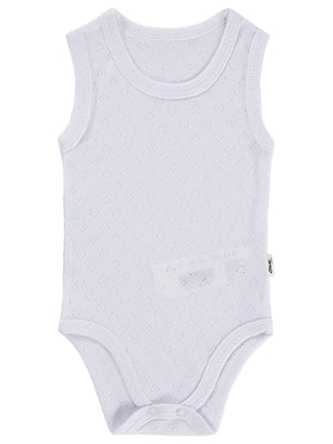 Civil Baby Jakarlı 3-36 Ay Çıtçıtlı Badi - Beyaz