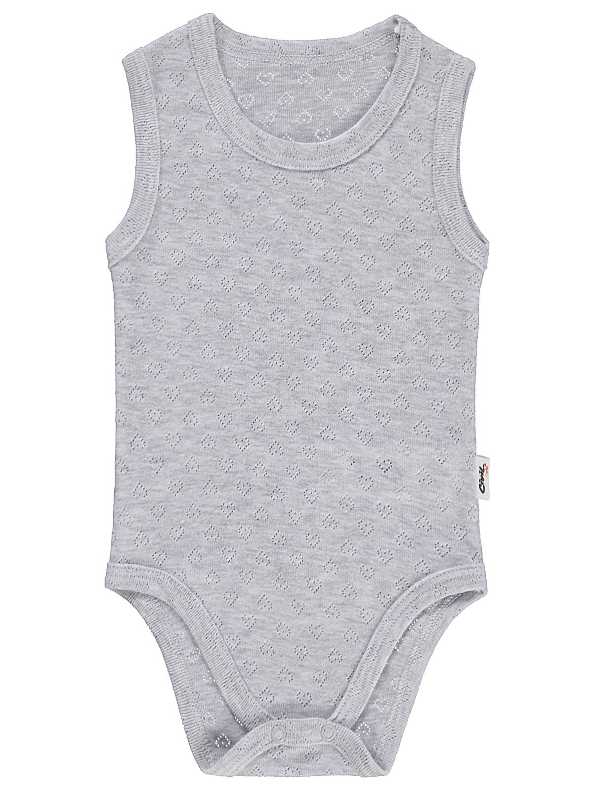 Civil Baby Jakarlı 3-36 Ay Çıtçıtlı Badi - Gri