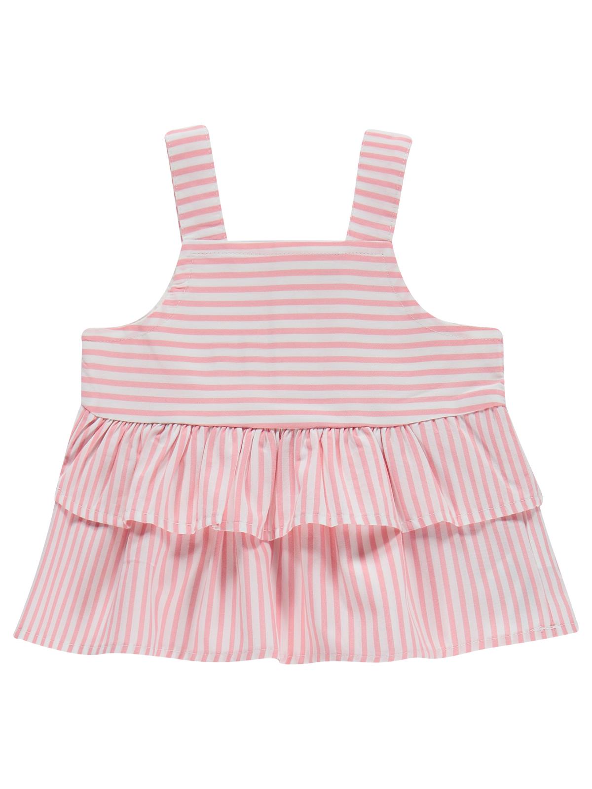 Civil Baby Çizgi Empirme Kare Yaka 6-18 Ay Takım - Ekru