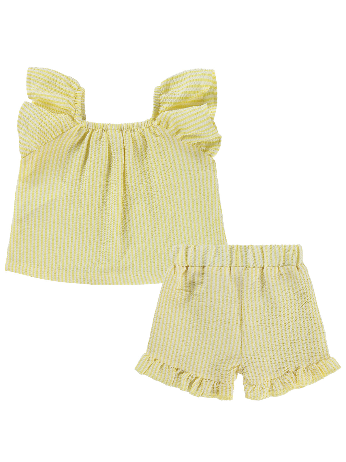 Civil Baby Çizgi Empirmeli Fırfır 6-18 Ay Takım - Sarı