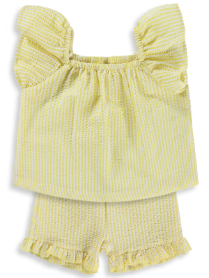 Civil Baby Çizgi Empirmeli Fırfır 6-18 Ay Takım - Sarı