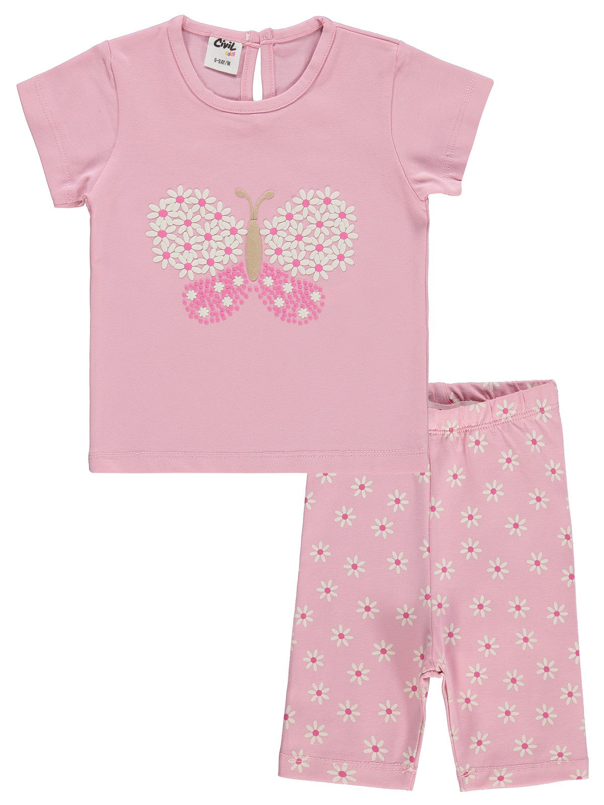 Civil Baby Kelebek Nakışlı 6-18 Ay Takım - Pembe