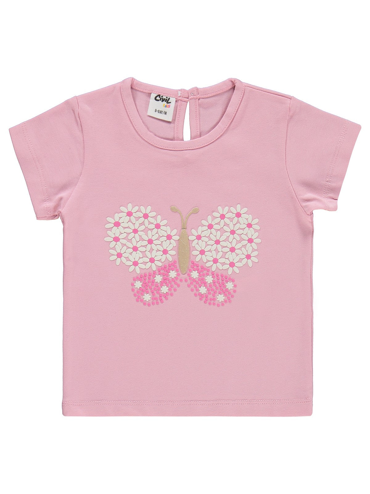 Civil Baby Kelebek Nakışlı 6-18 Ay Takım - Pembe