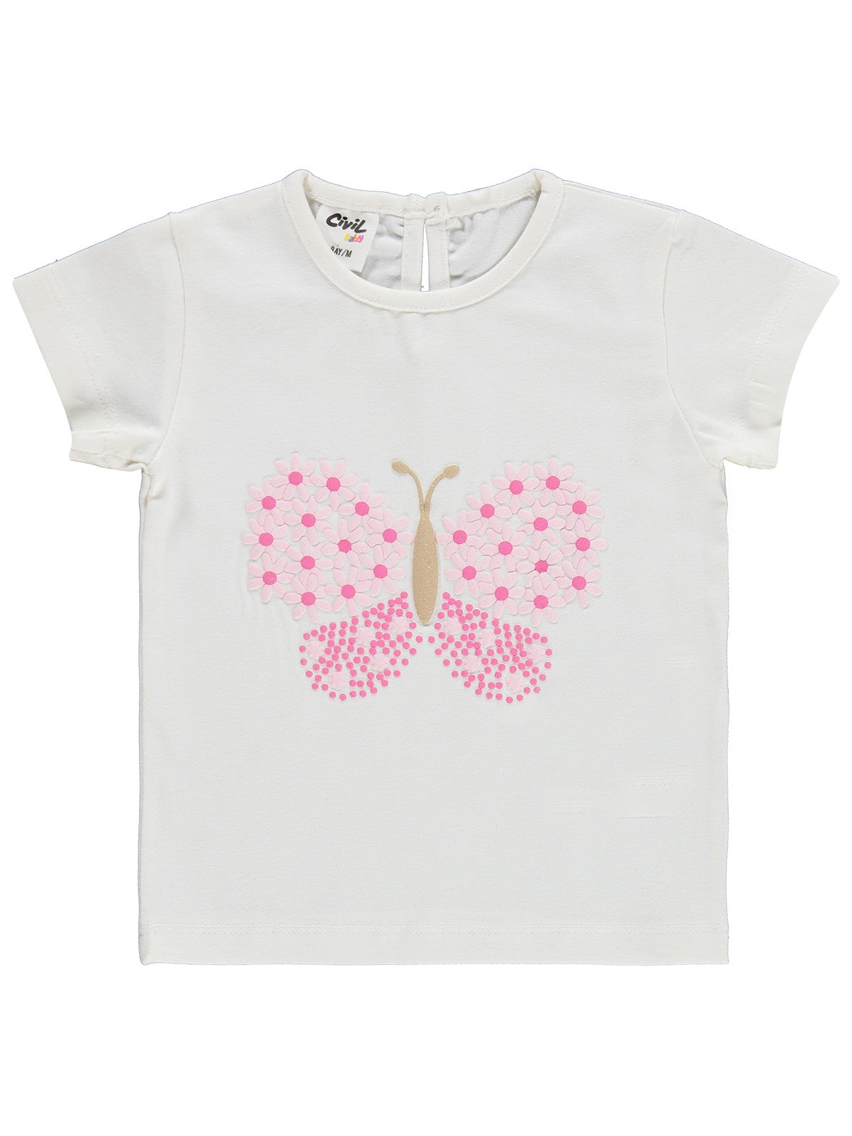 Civil Baby Kelebek Nakışlı 6-18 Ay Takım - Ekru