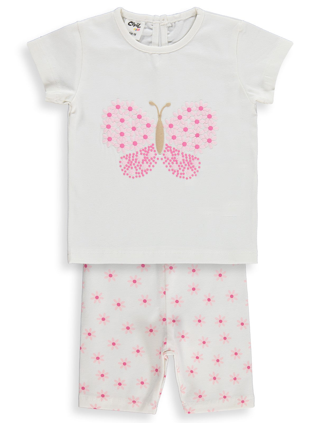 Civil Baby Kelebek Nakışlı 6-18 Ay Takım - Ekru