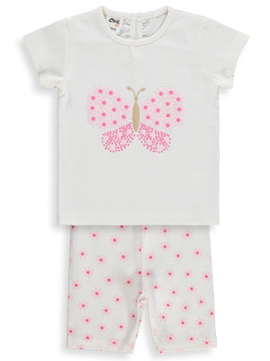 Civil Baby Kelebek Nakışlı 6-18 Ay Takım - Ekru