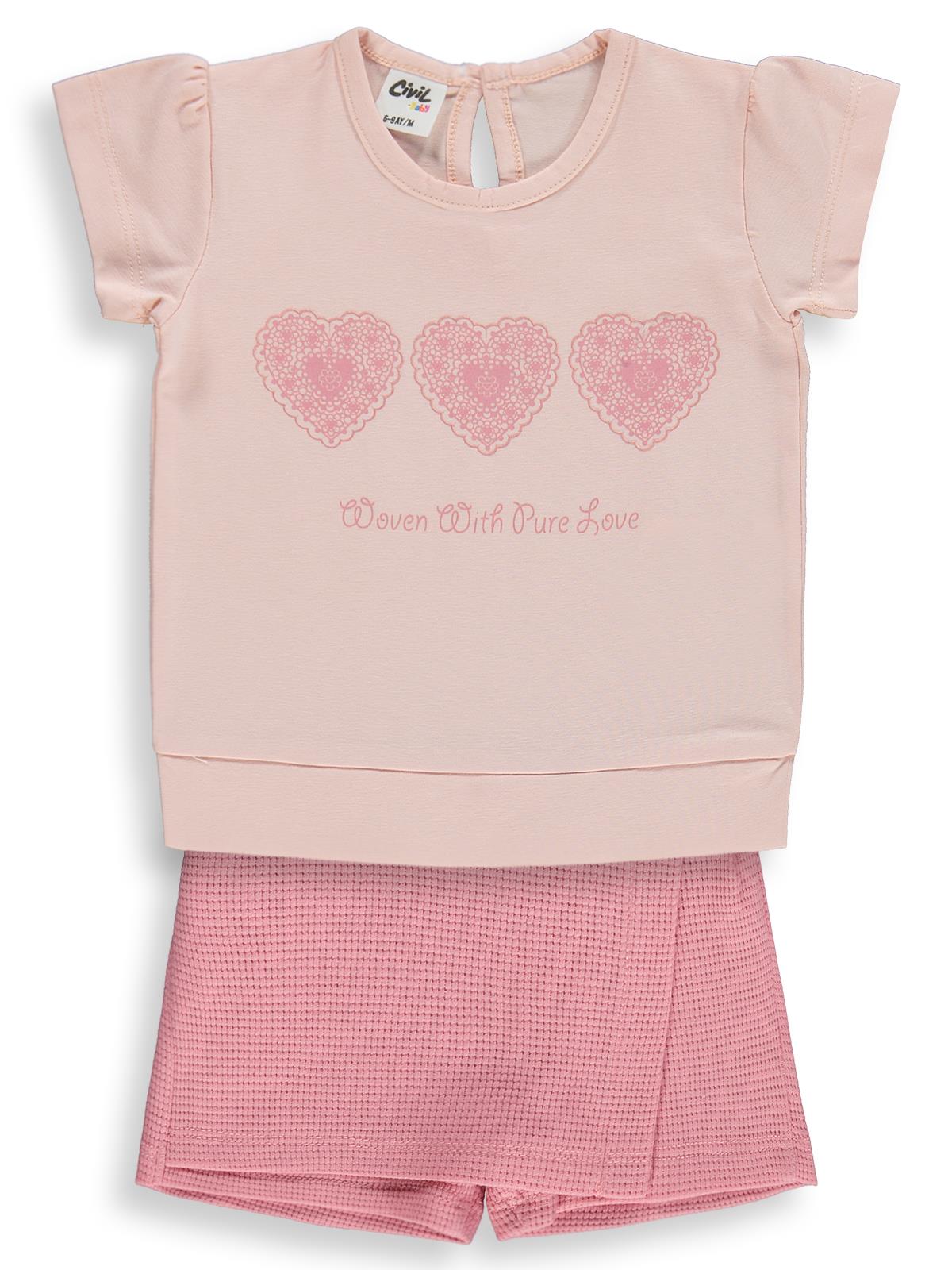 Civil Baby Kalpler Nakışlı 6-18 Ay Takım - Pudra