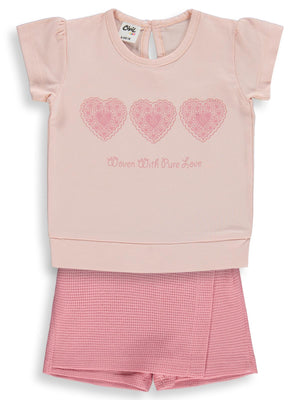 Civil Baby Kalpler Nakışlı 6-18 Ay Takım - Pudra