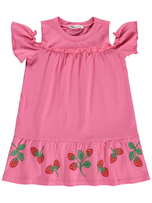 Civil Girls Çilek Desenli 2-5 Yaş Elbise - Pembe